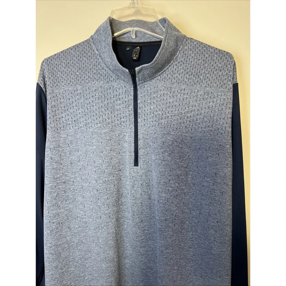 adidas Primegreen Men's XL Blue Gray 1/4 Zip Golf Pullover Performance